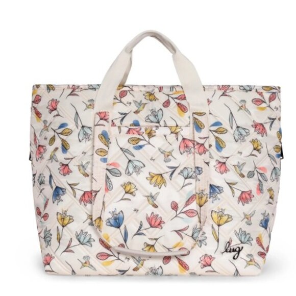 Lug Ferry XL Expandable Carry-All Tote Bag Hummingbird Floral - Picture 1 of 13